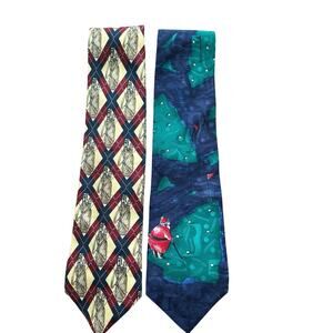 Vintage Golf Tie Bundle Hallmark Christmas and Argyle Burgundy Navy  Ties